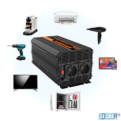 EDECOA Inverter 24v 220v Onda Pura 2000w 2X USB