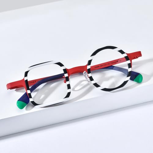 Image of FONEX Acetate Titanium Glasses Frame Women Round Eyeglasses Vintage Eyewear F85816