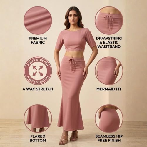 Image of Women's Saree Shapewear - Slim Fit Stretchable Petticoat for Sarees | Comfortable Waistband | Body Shaping Underskirt