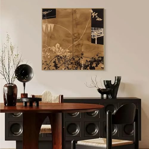 Décoration murale salle à manger avec cette toile rétro chinoise Motif Mirage