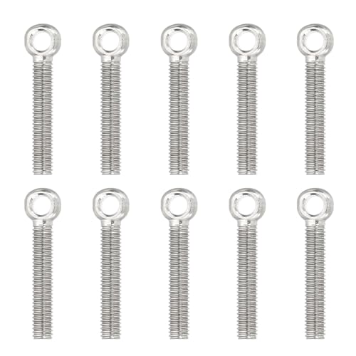 PATIKIL Bulloni Ad Occhiello Con Spalla Di Sollevamento M5x33mm, 10 Pc Bulloni A Vite Filettati Con Anello 304 Acciaio Inossidabile Per Sollevamento Appesi Valvole Fissaggi, Argento
