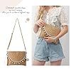 EVEOUT Pochette en Paille Tissée pour Femmes été Clutches Sac à Main en Paille Tressée avec Bandoulière et Pompons pour Parti Mariage Plage Vacances（Marron Balle） #5