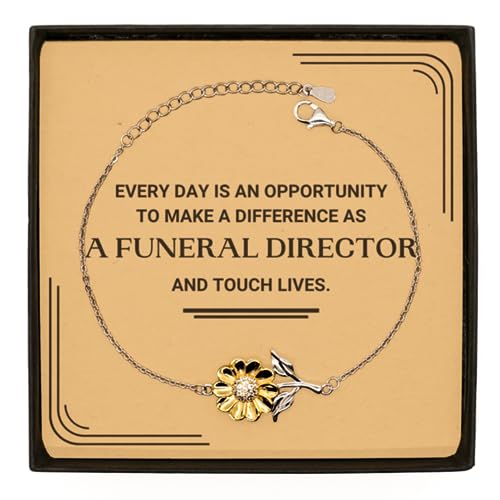 Funeral Director Sunflower Bracelet, Every day is an opportunity to make a difference, Gifts For Funeral Director, Birthday Holiday Appreciation Gifts with Message Card For Boss, Friends, Coworkers