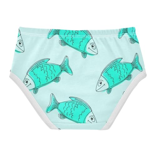 Fun Girls Underwear Toddler 2t Cotton Little Girl Panties Cute Cartoon Fish Turquoise Underpants Briefs2