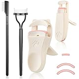 4 Pieces Cute Eyelash Curler Set, 2 Plastic Eyelash Curlers 2 Metal Teeth Lash Combs Eyelash Curling Tool with Corner Curler Eyelash Definer Mascara Applicators Makeup Grooming Brush for Women Makeups