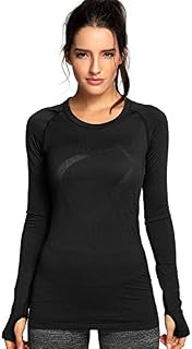 CRZ YOGA Women's Seamless Athletic Long Sleeves Sports Running Shirt Breathable Gym Workout