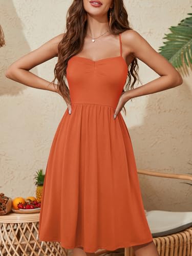 Image of YATHON Summer Casual Dress for Women 2025 Vacation Beach Dresses Adjustable Spaghetti Strap Sundress with Pockets