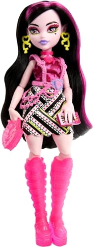Monster High Skulltimates Secrets Neon Frights Boneca Draculaura Articulável com +19 Surpresas, Incl