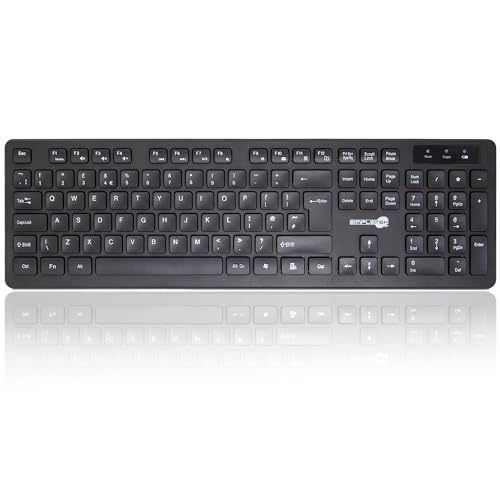 SIMPLETEK - Czarny bezprzewodowy zestaw myszy i klawiatury 2,4 G, układ brytyjski | angielska klawiatura QWERTY | Klawiatura numeryczna Ergonomiczna mysz 3 przyciski odbiornika USB