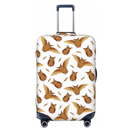 Brown White Owl Luggage Cover Protector Anti-Scratch Washable Fits 18-32 Inch Luggage-Medium
