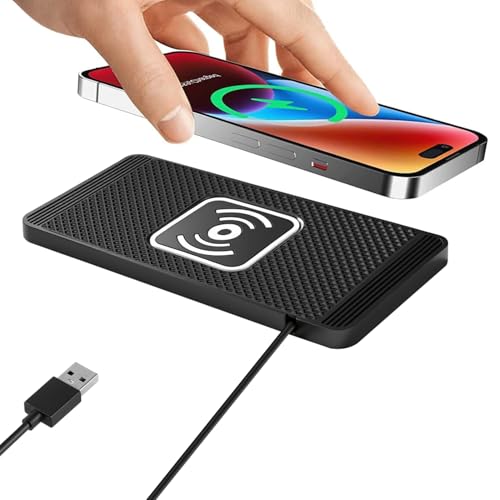 VOBOR Induktive Ladestation Auto 15W Rutschfestes Kabelloses Auto Ladegerät Universelles Autoladegerät Kopfhörer und Geräte die Kabelloses Laden Unterstützen (USB 30cm)