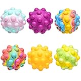6 PCS Pop Ball Bubble Sensory Fidget Toys Pack, 3D Pop Fidget Stress Ball Toy Silicone Bouncing Ball...