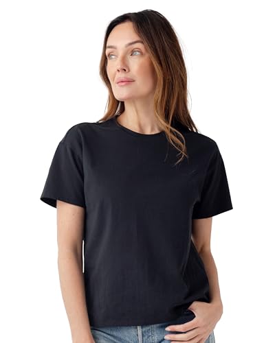 Cozy Earth - Women’s All Day Tee - 100% Cotton T-Shirt - Relaxed Fit - Soft & Breathable Medium Jet Black