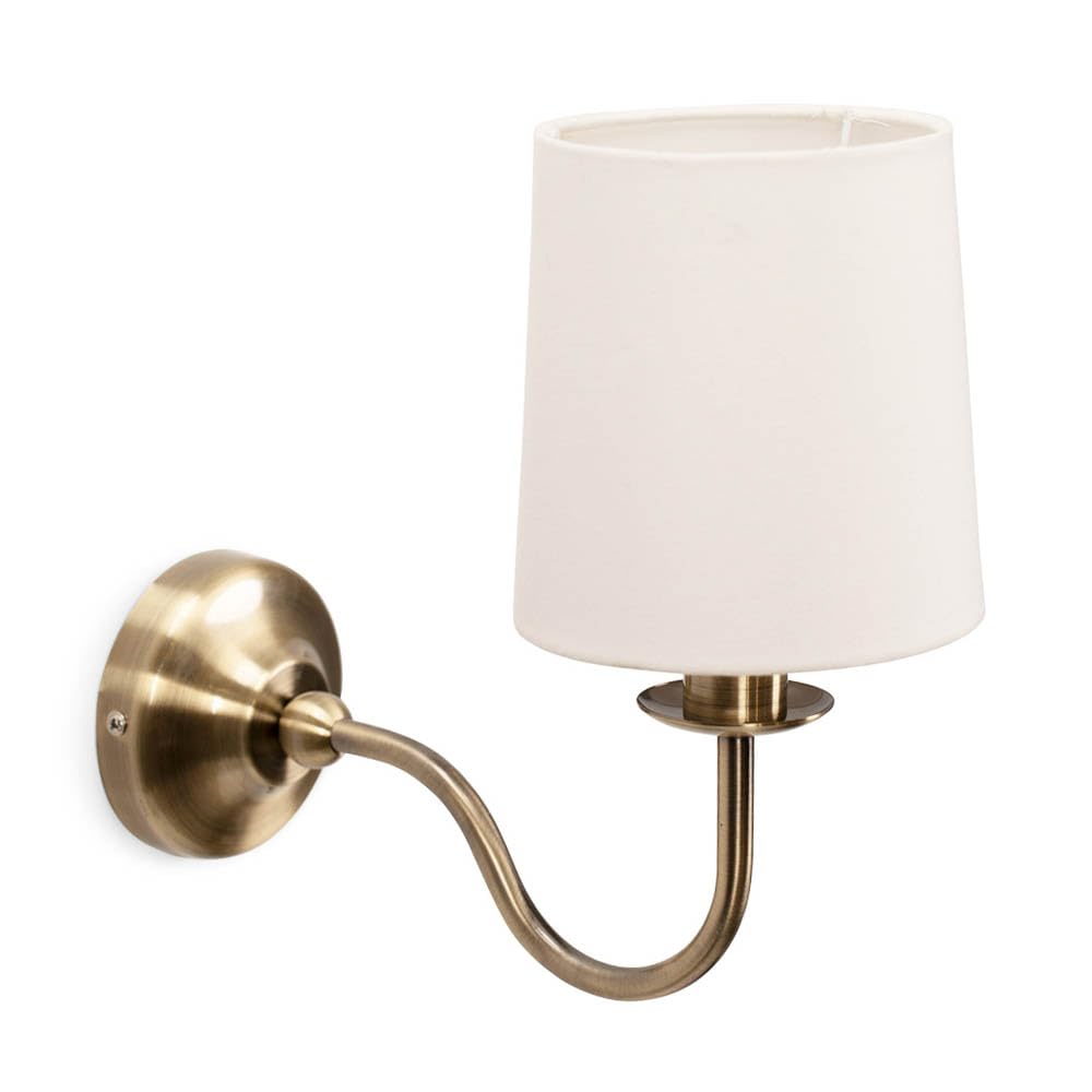 ValueLights | Antique Gold Wall Light Fitting with Fabric Lampshade | Wall Lamps & Sconces, Home Décor & Improvement Essential