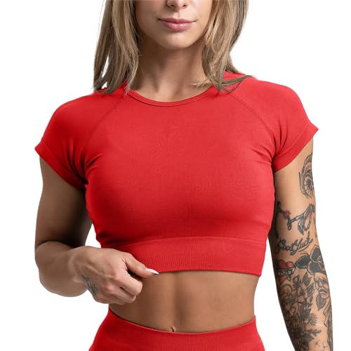 Image of Gymreapers Short Sleeve Workout Tops for Women - Crop Tops for Women Tee - Yoga Athletic Tops for Running, Gym, & Training