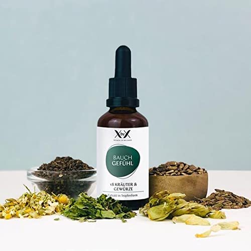 XbyX Bauch Gefühl 50 ml | 90 Portionen | Beruhigende Wirkung für den gestressten Magen | 18 kostbare Kräuter & Gewürze in Tropfenform | Relaxed & entspannt | Einfache Dosierung mit Pipette