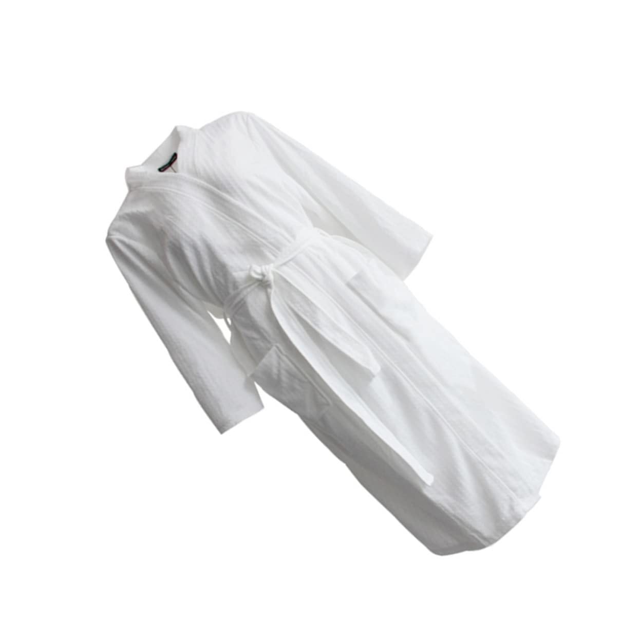 Accappatoio Donna Uomo 7/8 Manica in Poliestere Bianco Vestibilità Comoda Stagione Calda Stagione Tiepida