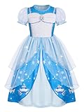 Le costume de Cendrillon pour fille est fabriqué avec la technologie d'impression 3D, des couleurs vives et des motifs clairs, des manches à bulles en tulle élastique, un col rond, des manches et un ourlet en tulle superposé ornés d'un beau design pailleté. Faites ressembler votre petite fille à une vraie princesse.