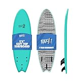Rock-It Alberto 5ft6 Soft Top Surfboard, Surf Board for Kids, Tabla De Surf, Kids Surfboard, Surfing Board Designed for Beginners - Innovative Design for Safety & Easy to Paddle (Teal)