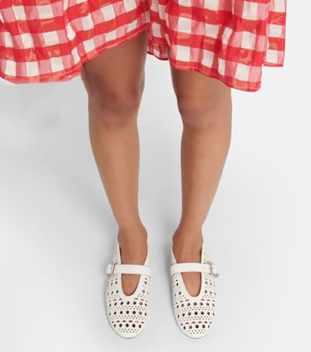 Womens Perforated Ballet Flats Hollow Out Buckle Strap Mary Jane Flats Ladies Breathable Round Toe Ballerina Flats4