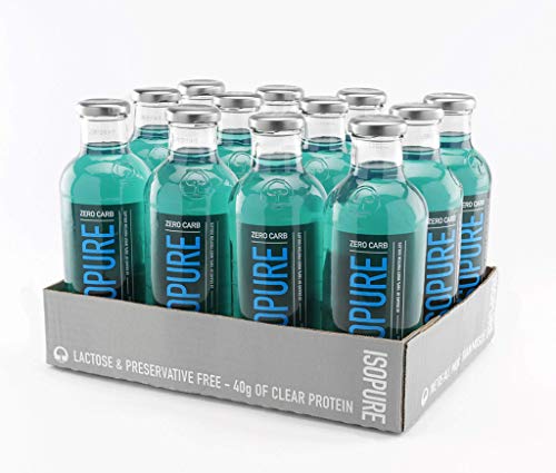 Isopure 40g Protein, Zero Carb Ready-to-Drink- Blue Raspberry, 20 Ounce (Pack of 12)
