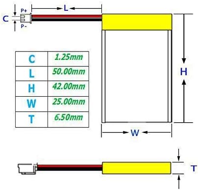Miniatura 3 de BrightTea Batería recargable Li-ion Li-Po de la batería del polímero de iones de litio de 3.7V 800mAh