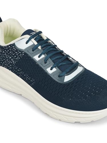 Image of Liberty Force 10 MATCHER-3E Lacing Sports Running Shoes for Men - Black & Teal Blue | Comfortable and Durable | Suitable for Lace-Up Gym, Walking, Jogging & Outdoor Shoes for Gents | Cushioned Footbed