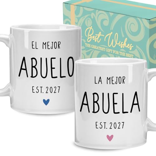 Set de tazas para abuelos con mensaje en español