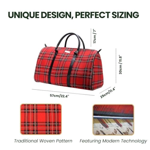 Image of Red Royal Stewart Tartan Big Holdall by Signare /Ladies Trip Sports Travel Bag Hand Luggage Suitcase /BHOLD-RSTT