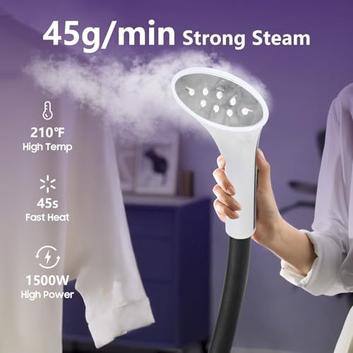 Kikihouse X-Large 3.8L Water Tank Steamer for Clothes, 1500W Powerful Standing Garment Steamer, 90 Mins Continuous Steaming, 45s Fast Heat-Up, Wheels for Easy Movement