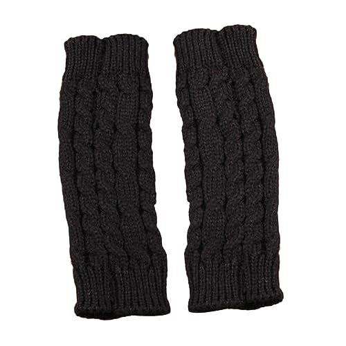 SAFIGLE Fingerless Winter Knitted Gloves for Men and Women Warm Arm Sleeves with Thumb Hole Black Long Gloves for Casual Wear and Outdoor Activities