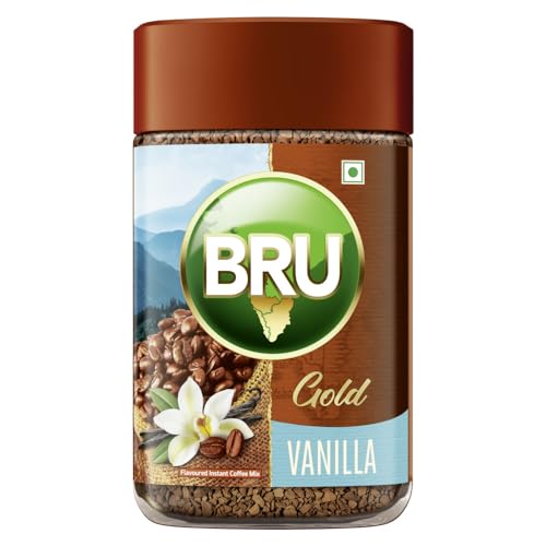 Image of Bru Gold Vanilla 100g | Flavoured Instant Coffee | Flavourful Twist to Your Everyday Coffee | Made with Freeze-Dried Coffee | Makes 80 cups |