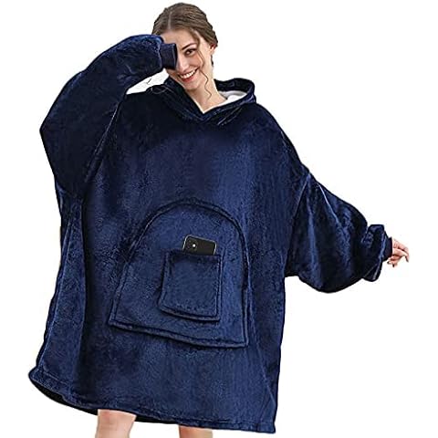 Lushforest Blanket Hoodie ,Wearable Blanket with Two Pockets,Super Soft Warm Flannel Blanket One Size Fits All Cover