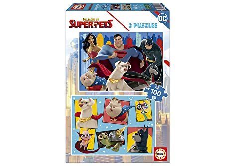 Educa - 2 x 100 DC League of Super-Pets, Assorted, 100 piezas