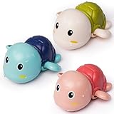LiKee Bath Toys 3 Pack with 3 Colors | Cute Swimming Turtles Wind Up Toys for Baby Toddlers 1+ Years Old | Floating Bath & Pool Toys for Kids Age 1-3-5 | Baby Shower & Birthday Gift (Boys Girls)