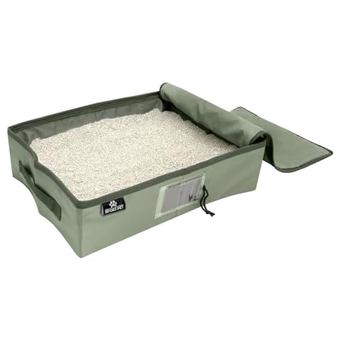 SportPet Designs Portable Travel Litter Box, Litter Box - Green Cover