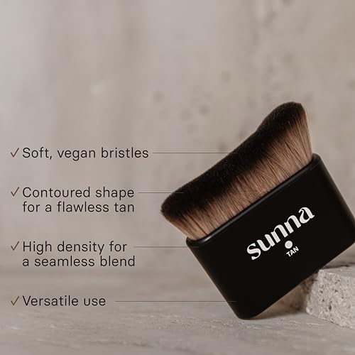 Image of Self Tanner Brush by SunnaTan - Contour Brush for Body, Face & Hands - Blends Self Tanner for a Flawless Tan - Durable & Easy To Use - Vegan