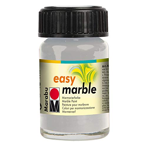 Marabu Easy Marble Paint - Silver - Hydro Dipping Paint for Tumblers, Ceramic, Paper, Glass, and More - 15ml Bottle