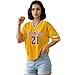 Elincho Jersey Shirts for Women Y2k Number Graphic Oversized Tshirts V Neck Striped Trim Short Sleeve Summer Casual Tee Tops