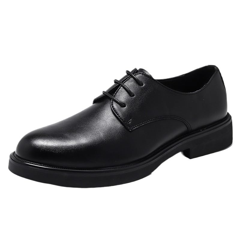 Mens Italian Leather Oxford Dress Shoes Lace Up Pointed Toe Non Slip Rubber Sole Low Top Work Office Shoes for Professional Wear