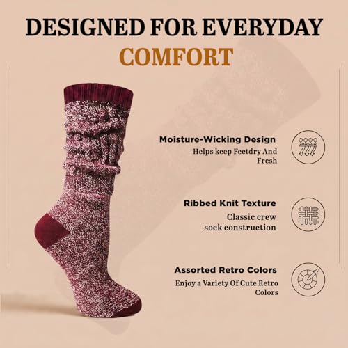 Image of Yacht & Smith 6 Pairs Womens Scrunched Slouch Socks, Cotton Boot Socks Bulk Pack