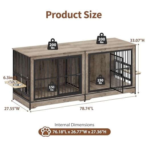 Stylish Double Dog Crate for Large Breeds