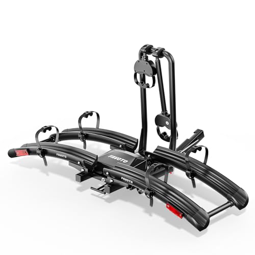 Favoto Bike Rack for Car with Ramp, 2-Bike Hitch Mount for E-Bikes, Foldable & Tilt-Back Design, 200 lbs Capacity, Fits 2" Receiver SUV/Truck by Favoto - Used condition - US$191.95