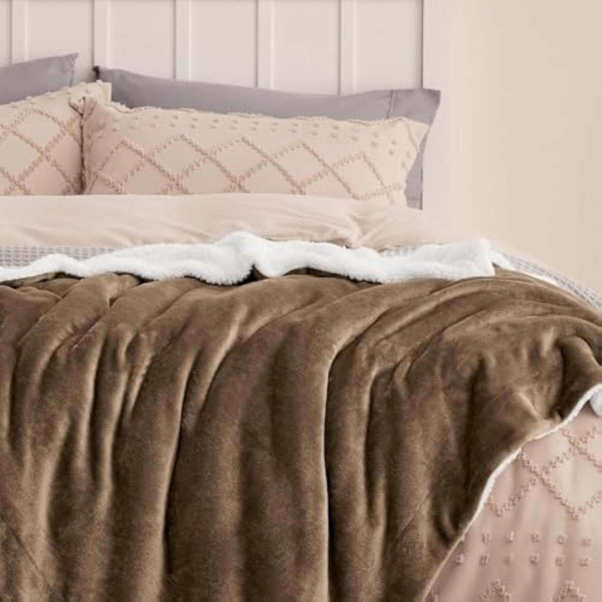 Baby Plain & Solid Sherpa Baby Blanket, Reversible Plush Fleece