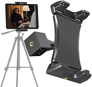 Padwa Lifestyle Tablet Tripod Mount Adapter Clip Holder for Selfie Stick Pole Camera Monopod Tripod Adapter, Compatible with 4.7-12.9 Inch Tablets Smartphones IPad Pro IPad Air IPad Mini 12.9 11 10.5