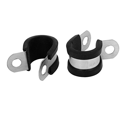 Aexit 18mm Dia Clamps EPDM Rubber Lined P Clips Water Pipe Tube Clamps Strap Clamps Holder 2pcs