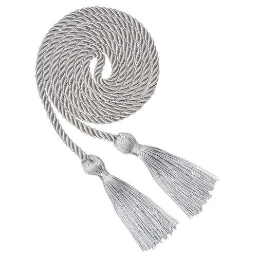 GHGMAO Silver Graduation Cord Graduation Honor Cords for Class of 2026 Rayon Braided Grad Cord with Tassels 68 Long Polyester Yarn Honor Ropes for Bachelor Master Doctoral