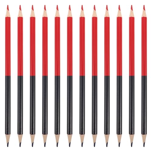 Alipis 12 St Raderbara Kontrollpennor I Trähölje, Förvässade, Röda Och Blå, Träpennor För Skissning Och Korrektur, Konstnärsmaterial