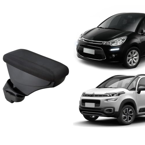 Apoio de Braço Compatível com C3/Aircross tecido preto cost. preta (2013/2021)