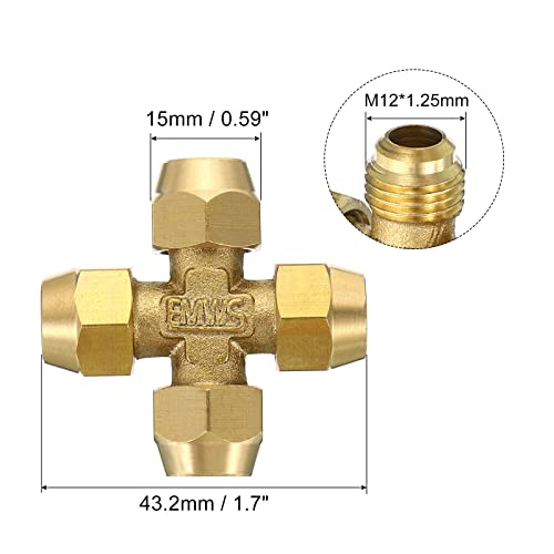 Patikil 6Mm X 8Mm Tube Od Brass Flare Tube Fitting 4 Way Pipe Tube Fitting For Plumbing, Hose Connector #TOP1